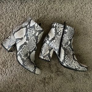 Faux Snakeskin Booties